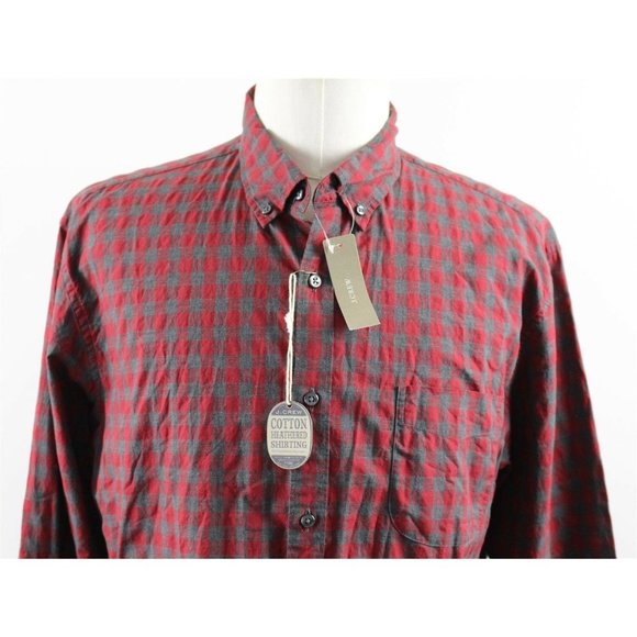 NWT J.Crew Slim Secret Wash Button Down Shirt MENS XL Red Gingham Heather Poplin